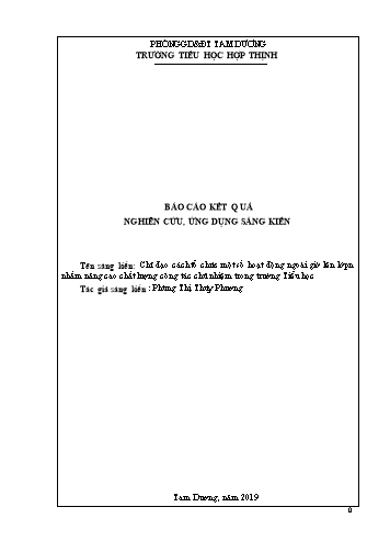 SKKN Chỉ đạo cách tổ chức một số hoạt động ngoài giờ lên lớp nhằm nâng cao chất lượng công tác chủ nhiệm trong trường Tiểu học