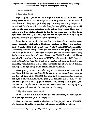 SKKN Chỉ đạo, hướng dẫn giáo viên làm tốt công tác chủ nhiệm lớp nhằm giúp học sinh Tiểu học tham gia tốt hoạt động ngoài giờ lên lớp