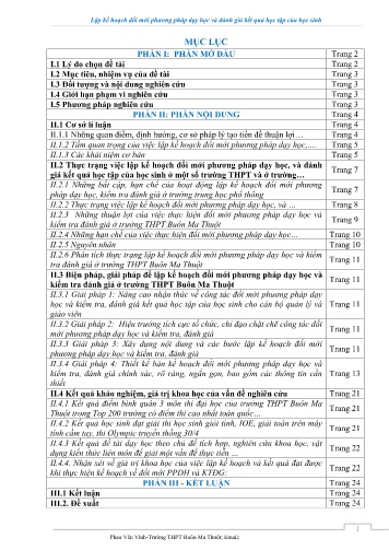 SKKN Lập kế hoạch đổi mới phương pháp dạy học và đánh giá kết quả học tập của học sinh ở trường THPT Buôn Ma Thuột