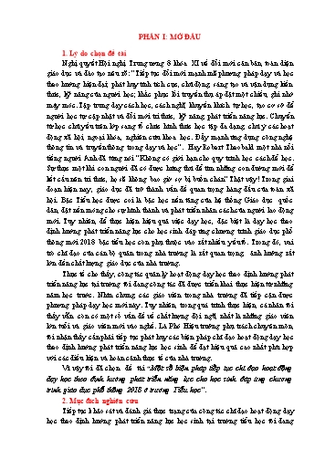 SKKN Một số biện pháp tiếp tục chỉ đạo hoạt động dạy học theo định hướng phát triển năng lực cho học sinh đáp ứng chương trình GDPT 2018 ở trường Tiểu học