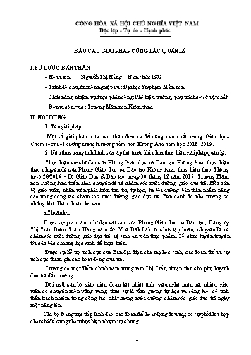 SKKN Một số giải pháp của bản thân đưa ra để nâng cao chất lượng Giáo dục-Chăm sóc nuôi dưỡng trẻ tại trường mầm non Krông Ana