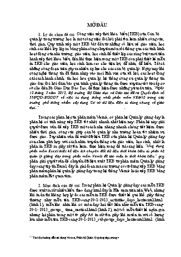 SKKN Ứng dụng phần mềm Excel thiết kế tiện ích chuyển đổi dữ liệu thời khóa biểu từ phân hệ quản lý giảng dạy trong phần mềm Vemis để tạo mẫu in thời khóa biểu