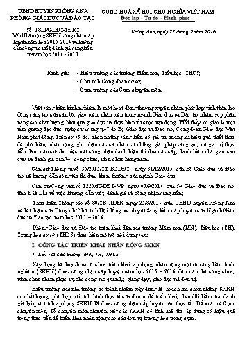 Công văn về việc Nhân rộng SKKN công nhận cấp huyện năm học 2015-2016 và hướng dẫn công tác viết, đánh giá sáng kiến từ năm học 2016-2017