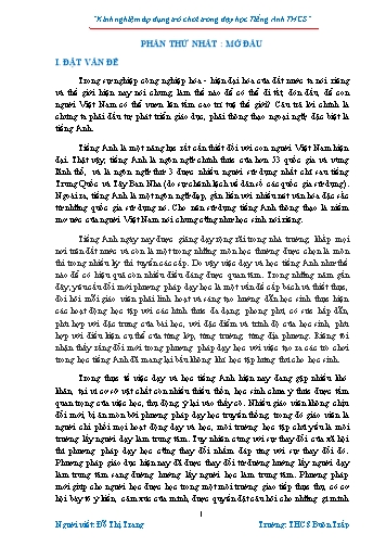 Sáng kiến kinh nghiệm Áp dụng trò chơi trong dạy học Tiếng Anh THCS