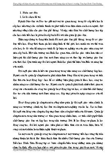 Sáng kiến kinh nghiệm Biện pháp chỉ đạo chuyên môn nhằm nâng cao chất lượng dạy và học ở trường Tiểu học Đinh Tiên Hoàng