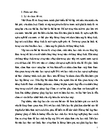 Sáng kiến kinh nghiệm Biện pháp tăng cường dạy Tiếng Anh qua hoạt động ngoài giờ lên lớp cho học sinh Lớp 3
