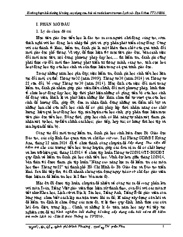 Sáng kiến kinh nghiệm Bồi dưỡng kĩ năng xây dựng câu hỏi và ra đề kiểm tra môn Lịch sử và Địa lí theo TT22/2016