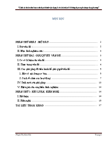 Sáng kiến kinh nghiệm Cách tổ chức cho học sinh thực hành vận dụng kiến thức Địa lí 6 bằng thực nghiệm tại địa phương