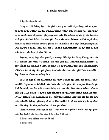 Sáng kiến kinh nghiệm Chỉ đạo đội ngũ giáo viên bồi dưỡng học sinh giải toán trên mạng Internet