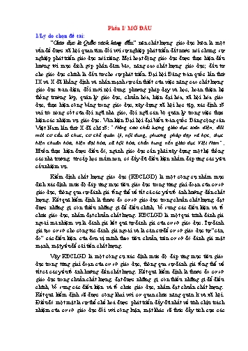 Sáng kiến kinh nghiệm Chỉ đạo thực hiện công tác kiểm định chất lượng giáo dục trường Mầm non