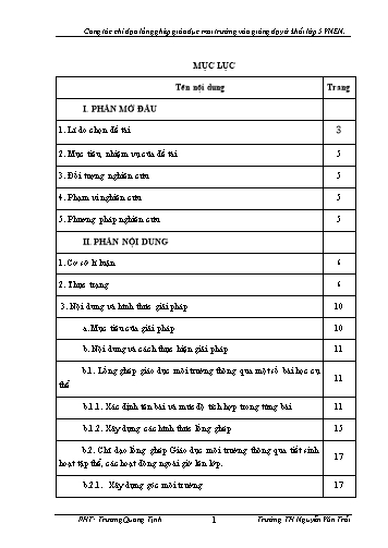 Sáng kiến kinh nghiệm Công tác chỉ đạo lồng ghép giáo dục môi trường vào giảng dạy ở Lớp 5 VNEN