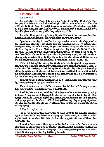 Sáng kiến kinh nghiệm Công tác giảng dạy nhằm gây hứng thú học tập môn Hóa học 9