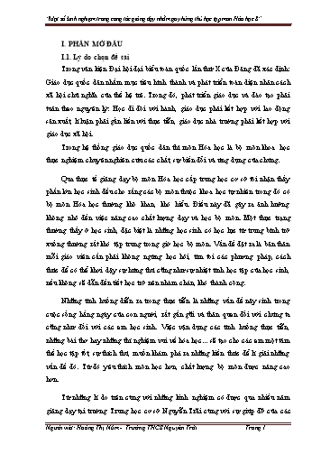 Sáng kiến kinh nghiệm Công tác giảng dạy nhằm gây hứng thú học tập môn Hóa học 8