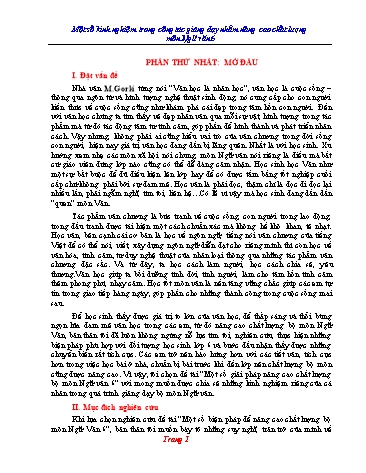 Sáng kiến kinh nghiệm Công tác giảng dạy nhằm nâng cao chất lượng môn Ngữ văn 6