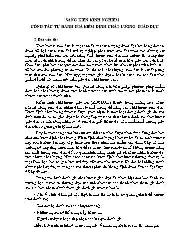 Sáng kiến kinh nghiệm Công tác tự đánh giá kiểm định chất lượng giáo dục