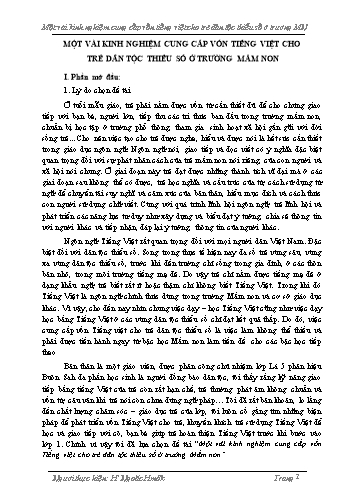 Sáng kiến kinh nghiệm Cung cấp vốn Tiếng Việt cho trẻ dân tộc thiểu số ở trường Mầm non