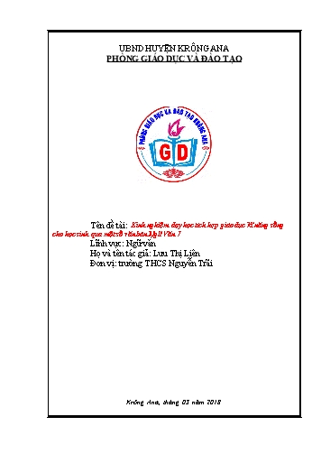 Sáng kiến kinh nghiệm Dạy học tích hợp giáo dục kĩ năng sống cho học sinh qua một số văn bản Ngữ Văn 7