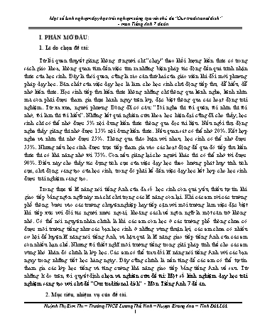 Sáng kiến kinh nghiệm Dạy học trải nghiệm sáng tạo với chủ đề “Our traditional dish” môn Tiếng Anh 7