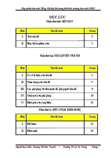 Sáng kiến kinh nghiệm Dạy phân hóa môn Tiếng Việt Lớp 3 trong mô hình trường học mới VNEN