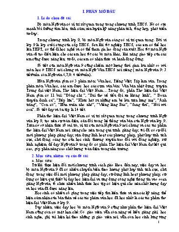 Sáng kiến kinh nghiệm Dạy thơ hiện đại Việt Nam ở chương trình Ngữ Văn Lớp 9