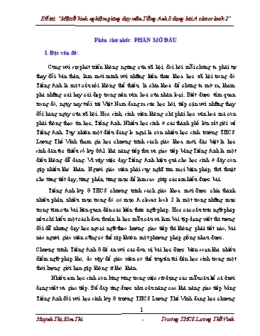 Sáng kiến kinh nghiệm Giảng dạy môn Tiếng Anh 8 dạng bài A closer look 2