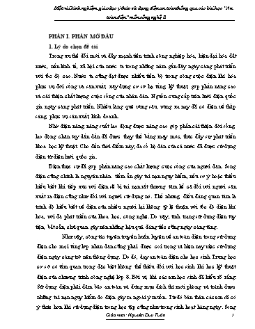 Sáng kiến kinh nghiệm Giáo dục ý thức sử dụng điện an toàn thông qua các bài học An toàn điện môn Công nghệ 8
