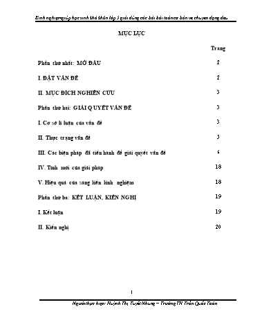 Sáng kiến kinh nghiệm Giúp học sinh khó khăn Lớp 5 giải đúng các bài bài toán cơ bản về chuyển động đều