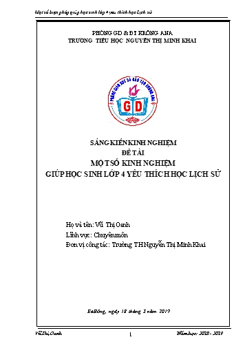 Sáng kiến kinh nghiệm Giúp học sinh Lớp 4 yêu thích học lịch sử