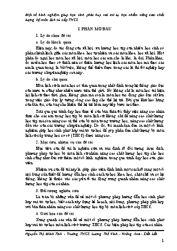 Sáng kiến kinh nghiệm Giúp học sinh phát huy vai trò tự học nhằm nâng cao chất lượng bộ môn Lịch sử cấp THCS