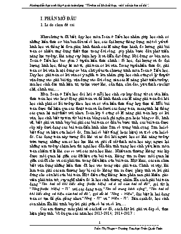 Sáng kiến kinh nghiệm Hướng dẫn học sinh Lớp 4 giải toán dạng “Tìm hai số khi biết hiệu và tỉ số của hai số đó”