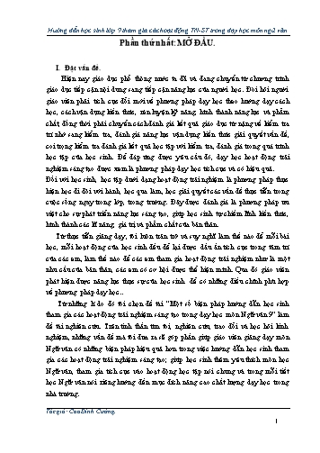 Sáng kiến kinh nghiệm Hướng dẫn học sinh Lớp 9 tham gia các hoạt động trải nghiệm sáng tạo trong dạy học môn Ngữ văn