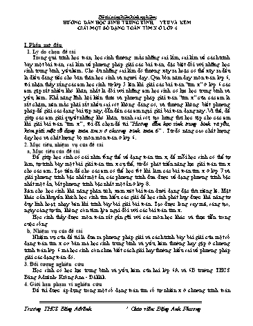 Sáng kiến kinh nghiệm Hướng dẫn học sinh trung bình và yếu, kém giải một số dạng toán tìm x ở chương trình Toán 6