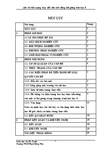 Sáng kiến kinh nghiệm Liên hệ hiện tượng thực tiễn làm sinh động bài giảng Hóa học 8