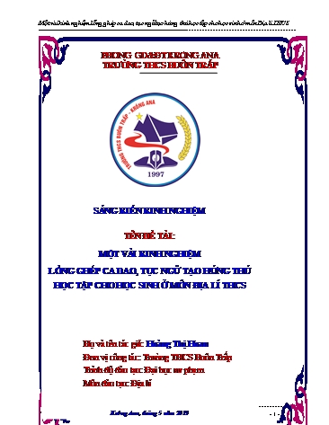 Sáng kiến kinh nghiệm Lồng ghép ca dao, tục ngữ tạo hứng thú học tập cho học sinh ở môn Địa lí THCS