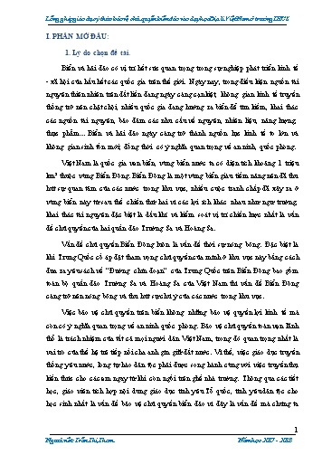 Sáng kiến kinh nghiệm Lồng ghép giáo dục ý thức bảo vệ chủ quyền biển đảo vào dạy học Địa lí Việt Nam ở trường THCS
