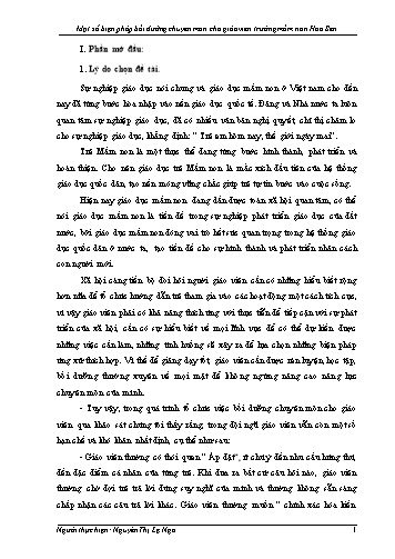 Sáng kiến kinh nghiệm Một số biện pháp bồi dưỡng chuyên môn cho giáo viên trường Mầm non Hoa Sen