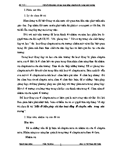 Sáng kiến kinh nghiệm Một số biện pháp chỉ đạo hoạt động chuyên môn trong nhà trường