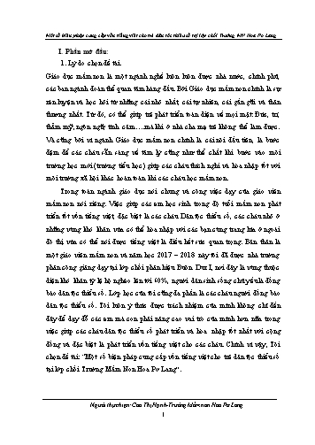 Sáng kiến kinh nghiệm Một số biện pháp cung cấp vốn Tiếng Việt cho trẻ dân tộc thiểu số tại lớp chồi trường Mầm non Hoa Pơ Lang