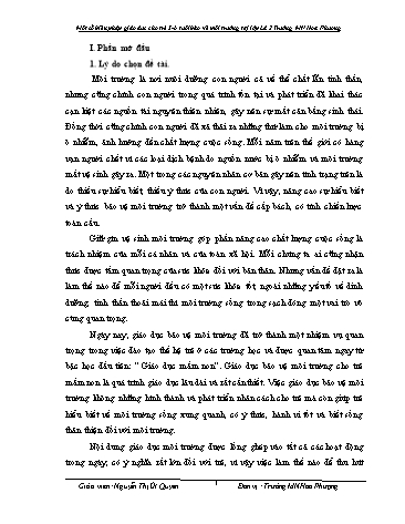 Sáng kiến kinh nghiệm Một số biện pháp giáo dục cho trẻ 5-6 tuổi bảo vệ môi trường tại lớp Lá 2 Trường Mầm non Hoa Phượng