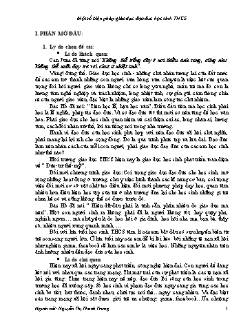 Sáng kiến kinh nghiệm Một số biện pháp giáo dục đạo đức học sinh THCS