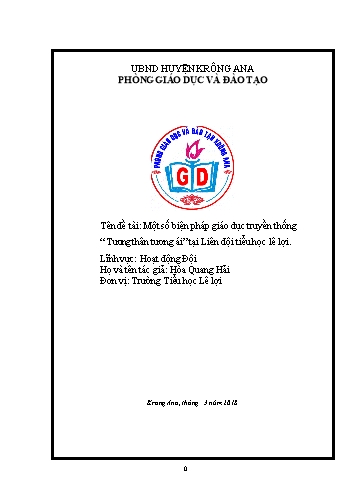 Sáng kiến kinh nghiệm Một số biện pháp giáo dục truyền thống Tương thân tương ái tại Liên đội Tiểu học Lê Lợi