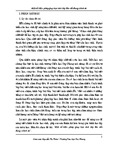 Sáng kiến kinh nghiệm Một số biện pháp giúp học sinh Lớp 3 viết đúng chính tả