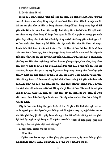 Sáng kiến kinh nghiệm Một số biện pháp giúp học sinh Lớp 4 học tốt phần đội hình đội ngũ