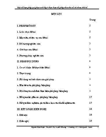 Sáng kiến kinh nghiệm Một số biện pháp giúp học sinh Lớp 4 thực hiện tốt phép chia cho số có nhiều chữ số