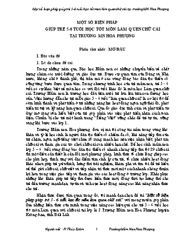 Sáng kiến kinh nghiệm Một số biện pháp giúp trẻ 5-6 tuổi học tốt môn Làm quen chữ cái tại trường Mầm non Hoa Phượng