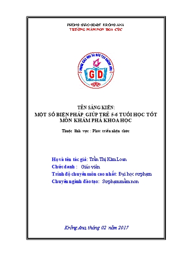 Sáng kiến kinh nghiệm Một số biện pháp giúp trẻ 5-6 tuổi học tốt môn Khám phá khoa học