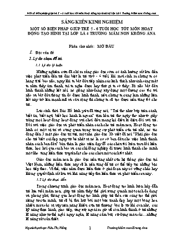 Sáng kiến kinh nghiệm Một số biện pháp giúp trẻ 5-6 tuổi học tốt môn Hoạt động tạo hình tại Lớp Lá 4 trường Mầm non Krông Ana