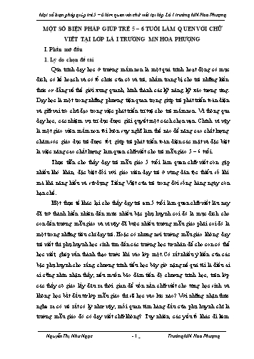 Sáng kiến kinh nghiệm Một số biện pháp giúp trẻ 5-6 tuổi làm quen với chữ viết tại lớp Lá 1 trường Mầm non Hoa Phượng