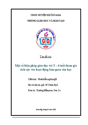 Sáng kiến kinh nghiệm Một số biện pháp giúp trẻ 5-6 tuổi tham gia tích cực vào hoạt động làm quen văn học
