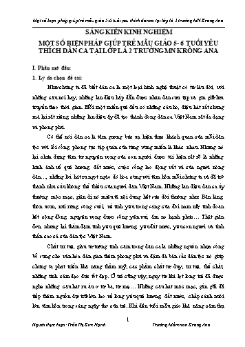 Sáng kiến kinh nghiệm Một số biện pháp giúp trẻ mẫu giáo 5-6 tuổi yêu thích dân ca tại lớp Lá 2 trường Mầm non Krông Ana
